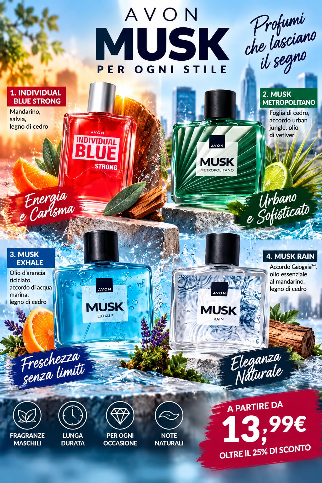 Fragranze Musk e Individual Blue — offerta Avon
